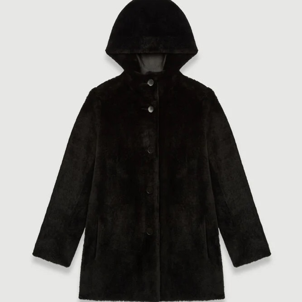 Maje Gatina Reversible Shearling Leather Coat - New
